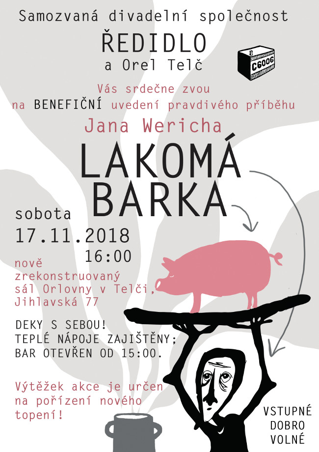 Plakát na divadelní představení Lakomá Barka