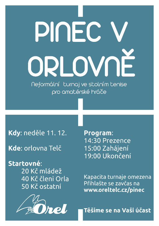 Plakát pinec v orlovně