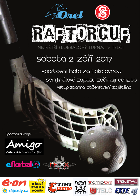 Plakát na Raptorcup 2017 - sobota 2. září v hale za Sokolovnou